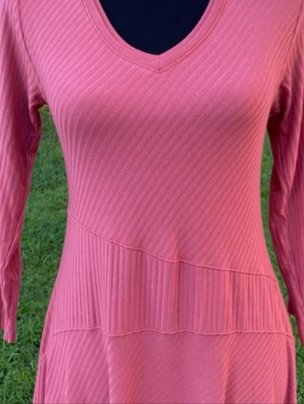 Soft Surroundings-Maxi Dress Ribbed Knit in Coral-Size XL